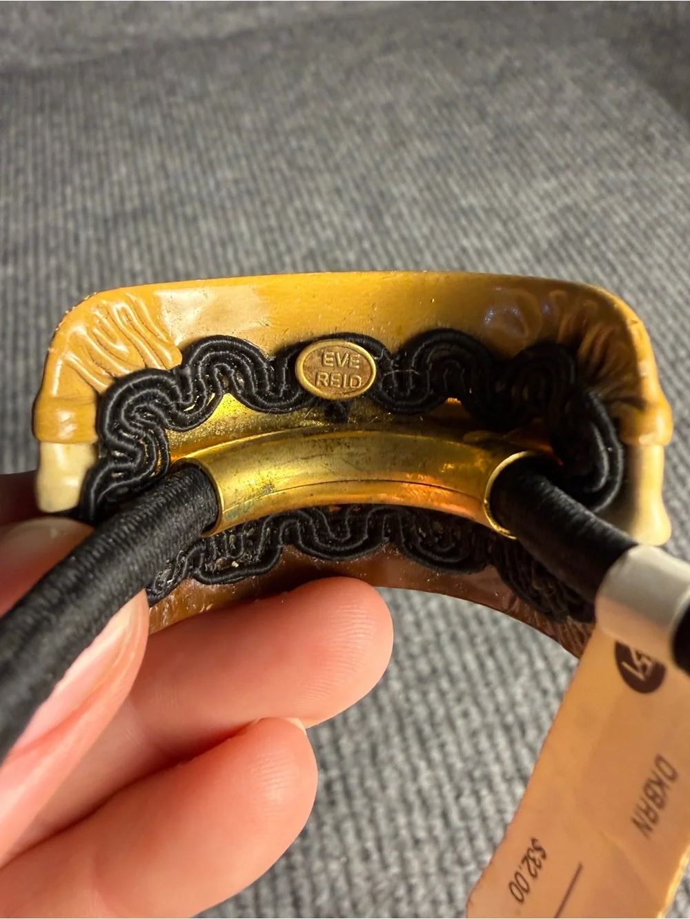 Vintage EVE REID Ponytail Cuffs Set of 2 Faux Snakeskin Striped Retro Hair Ties